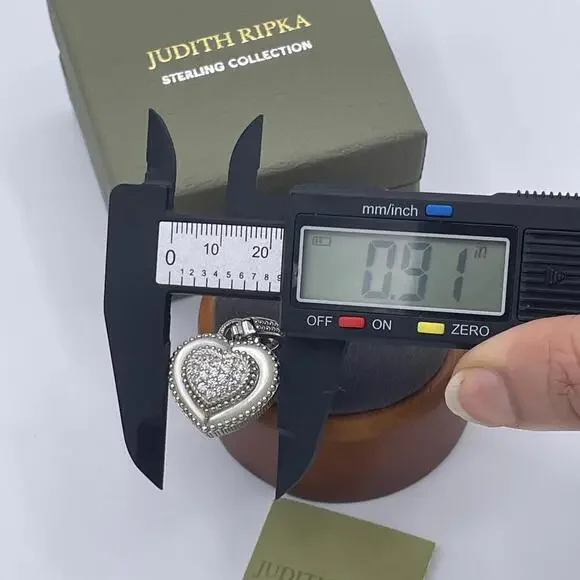 Judith Ripka Sterling Silver Heart Enhancer Pendant Mother of Pearl CZ - Picture 6 of 8